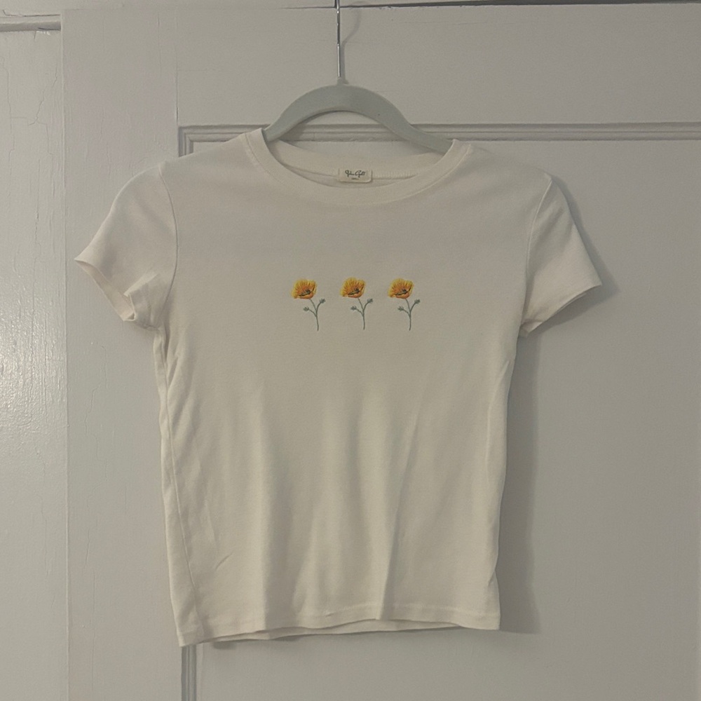 John Galt White flower baby tee